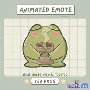 Geanimeerde kikker-emote: gezellige slapende kikker die thee drinkt (Twitch, Discord GIF)