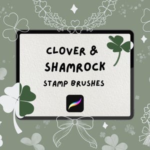 Clover Shamrock Brush Stamp Set: Procreate Stamps and Calligraphy (Digital Download)