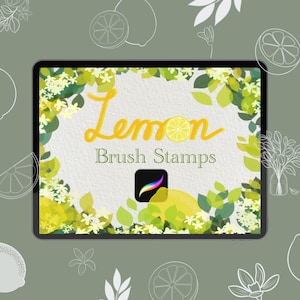 Lemon Procreate Brush Stamp Set: Fruit Line Art (Digital Download)