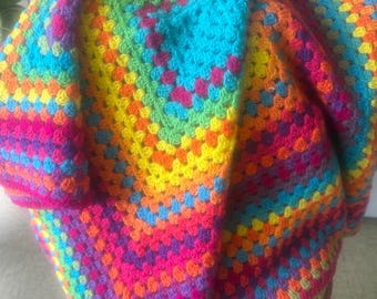 crochet granny square lap blanket throw retro boho .
