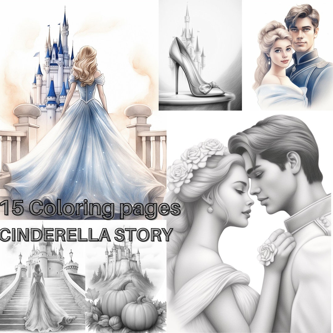 Cinderella Fairytale Story Coloring Book Printable Adult Fairytale ...