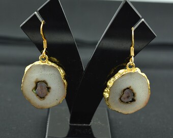 Kit Pour Créer Des Boucles D'oreilles : Attaches Bleues Avec Quartz Solaire Naturel, Plaqué Argent