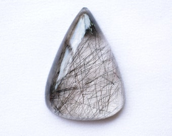 Cabochon al quarzo rutilato, 37,50 carati, cabochon a forma di pera liscia al quarzo tormalato, pietra preziosa sciolta, pietra preziosa per gioielli, 23x32mm