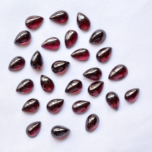 Garnet Pear Shape Cabochons, 5x8mm - 6x8.70mm, Loose Gemstone, Garnet Gemstone, Gemstone For Jewelry, 12 Carat, Wholesale Lot, 8 Pieces
