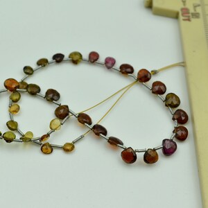 Multi Tourmaline Heart Shape Beads, Briolettes Beads, 4mm To 6mm, Tourmaline Faceted Beads, Tourmaline Gemstone, 10 Inches Strand