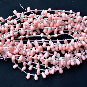Pink Coral Gemstone Drop Shape Beads, 6x10mm, Faceted Coral Beads, Coral Teardrops Shape Beads, Gemstone For Jewelry, 14 Inches Strand