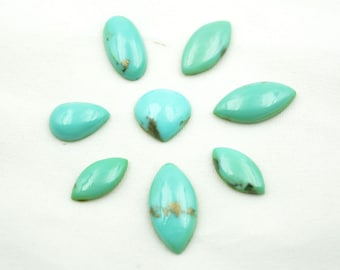 Wholesale Lot 8 Pieces, Arizona Turquoise Gemstone, Smooth Turquoise,  Mix Shape Cabochons, 7x14mm To 10x19.5mm, Gemstone For Jewelry