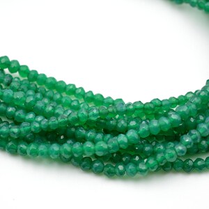 Green Onyx Gemstone Rondelle Beads, 4mm, Faceted Onyx Beads, Green Onyx Rondelle Beads, Gemstone For Jewelry, 12.5 Inch Strand