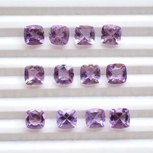Amethyst Gemstone, 7mm, Amethyst Faceted Cushion Shape Gemstone, Loose Gemstone, 6.50 Carat, Amethyst Gemstone For Jewelry, 5 Pcs Lot