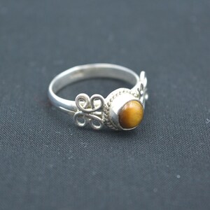 Handmade Ring, Round Shape Gemstone Ring, 925 Sterling Silver Jewelry, Tiger's Eye Gemstone Ring, Silver Ring, Gift For Her, Boho Jewelry