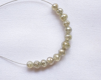 Grey Diamond Beads, Conflict Free, Faceted Diamond Beads, Polished Diamond Beads, Faceted Round Diamond Beads, 3.50mm-4.70mm, 13 Pieces Lot