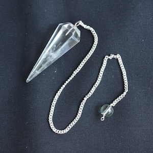 Faceted Dowsing Pendulum, Crystal Quartz Pendulum, Healing Pendant Pendulum, Chakra Pendulum, Silver Plated Chain With Crystal Ball