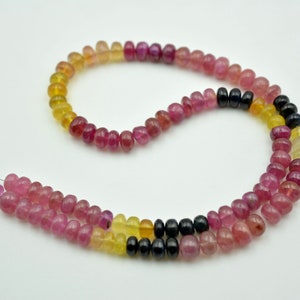 Multi Sapphire Rondelle Beads, Ruby Beads, 6mm Stone Size, Yellow Sapphire Beads, Sapphire Gemstone Smooth Beads, 15 Inch Strand