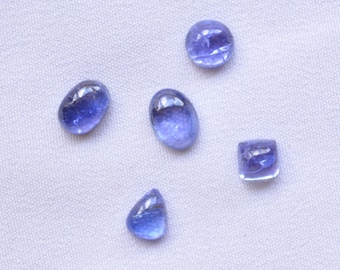 Tanzanite Mix Shape Cabochons, Tanzanite Loose Gemstone, 5mm To 6x8mm, Gemstone For Jewelry, 5 Pieces, 3.40 Carat, Wholesale Lot