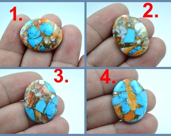 Oyster Copper Turquoise Cabochon, Loose Gemstone, Polished Turquoise, Flat Back Gemstone, Turquoise Cabochons, CS 336