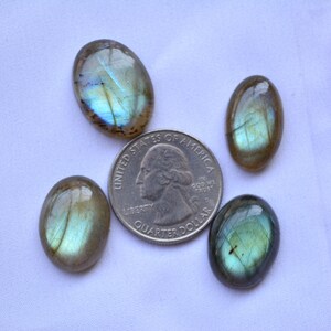 Labradorite Oval Shape Cabochons, 12x20mm  To 16x22mm Stone Size, Loose Gemstone, Labradorite Cabochon, 4 Pieces, Gemstone For Jewelry
