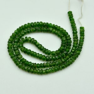 Chrome Diopside Faceted Rondelle Beads, 4mm To 4.5mm, Diopside Rondelle Beads, Green Chrome Diopside Gemstone Beads, 15 Inches Strand