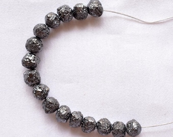 Natural Round Diamond Beads, Black Diamond, Rough Diamond, Raw Diamond Beads, Loose Diamond Beads, 4mm To 4.5mm Each, 5 Pcs Lot