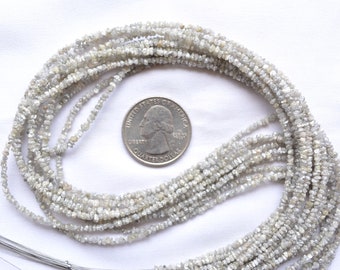 Raw Diamond Beads, 2.5mm - 3mm, Rough Diamond, Gray White Diamond Beads, Conflict Free, 4 Carat, Uncut Diamond For Jewelry, 4 Inches Strand