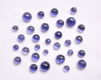 Iolith Cabochons, Glatte flache Rückseite Edelstein, Iolith runde Form Cabochon, 2.5mm bis 5mm, Edelstein für Schmuck, 4 Karat, 15 Stück Lot