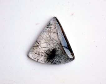 Rutilated Quartz Cabochon, Loose Gemstone, Tourmalated Quartz  Fancy Shape Cabochons, 24 Carat, 27x28mm, Stone For Jewelry