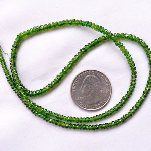 Chrome Diopside Faceted Rondelle Beads, 3mm To 4mm, Diopside Rondelle Beads, Green Chrome Diopside Gemstone Beads, 18 Inches Strand