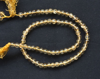Natuurlijke Citrien Edelsteen Ronde Kralen, 5mm Steen Grootte, Citrien Plain Ronde Kralen, Edelsteen Kralen, Sieraden Maken Steen, 15 Inch Strand