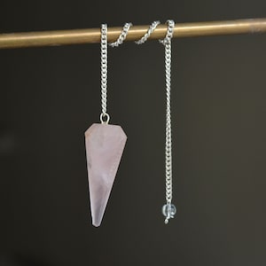 Chakra Pendulum, Faceted Dowsing Pendulum, Healing Pendant Pendulum, Rose Quartz Pendulum, Silver Plated Chain With Crystal Ball