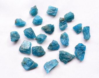 Loose Gemstone, Apatite Rough Gemstone, 10mm - 18mm Size, Neon Blue Apatite Raw Gemstone, 154 Carat, 20 Pieces, Raw Gemstone For Jewelry