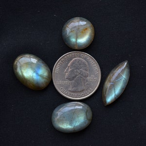 Labradorite Mix Shape Cabochon, Blue Fire Labradorite, Loose Gemstone, Gemstone For Jewelry, 16mm To 15x20mm Stone Size, 4 Pieces Lot