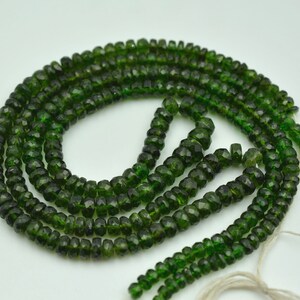 Green Chrome Diopside Faceted Rondelle Beads, 4mm To 6mm, Chrome Diopside Rondelle Beads, Gemstone For Jewelry, 15 Inches Strand