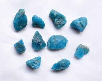 Neon Blue Apatite Raw Gemstone, Apatite Rough Gemstone, 10mm - 18mm Size, Loose Gemstone, 80 Carat, 10 Pieces, Raw Gemstone For Jewelry