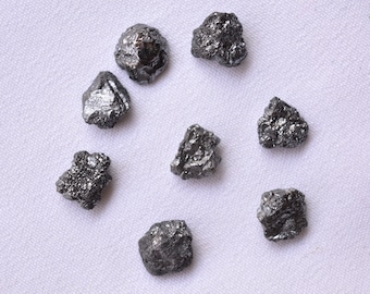 Raw Diamond, Loose Diamond, Natural Black Diamond, Rough Diamond, Conflict Free, Diamond Gemstone, 7mm, 2 Pieces