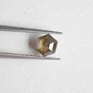 Gray Black Polished Rose Cut Diamond, 6.30mm, Faceted Diamond, Salt And Pepper Diamond, Hexagon Shape Diamond, Conflict Free, 0.90 Carat