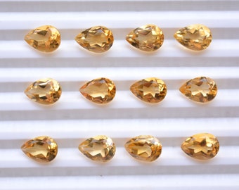 Citrine Gemstone, Citrine Faceted Pear Shape Gemstone, Citrine Faceted Gemstone, 4 Pieces, Citrine Gemstone For Jewelry