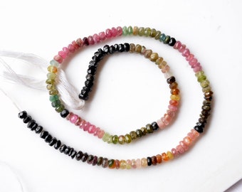 Meerkleurige toermalijn edelsteen kralen, 4 mm, multi toermalijn gefacetteerde edelsteen rondelles kralen, edelsteen voor sieraden, 12,5 inch strand
