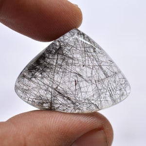 Rutilated Quartz Cabochon, Loose Gemstone, Tourmalinated Quartz  Fancy Shape Cabochons, 43 Carats, 24x33mm, Stone For Jewelry