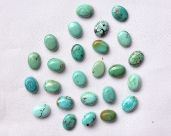 Tibetan Turquoise Cabochon, Turquoise Oval Shape Cabochons, Loose Gemstone, Gemstone For Jewelry, 6x8mm, 5 Pieces, Wholesale Lot