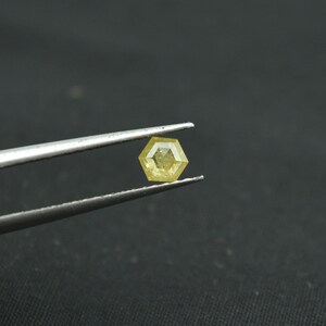 Rose Cut Diamond, Yellow Diamond, 4.50mm, Faceted Diamond, Conflict Free, Polished Diamond, Hexagon Shape Diamond, 0.50 Carat