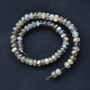 Labradorite Gemstone Beads, 5mm To 6.5mm, Labradorite Faceted Rondelles Beads, Gemstone Beads, Gemstone For Jewelry, 10 Inches Strand