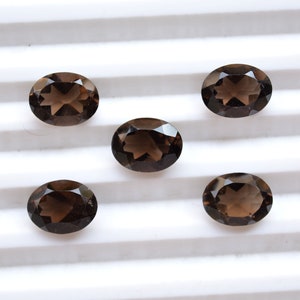 Smoky Quartz Gemstone, 7x9mm, Loose Gemstone, Smoky Quartz Faceted Oval Shape Gemstone, Gemstone For Jewelry, 4 Pieces