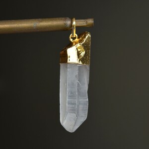 Crystal Quartz Pendant, Handmade Pendant, Rough Gemstone Pendant, Gold Electroplated, Stone Pendant, Single Loop Pendant