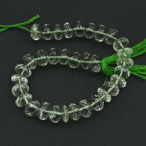 Green Amethyst Gemstone Rondelle Beads, 10mm, Amethyst Faceted Rondelle Beads, Amethyst Beads, Gemstone For Jewelry, 8 Inch Strand