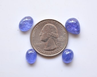 Wholesale Lot, 14.50 Carat, Tanzanite Gemstone, Tanzanite Mix Shape Cabochons, 7x9mm To 9.5x11.5mm, Gemstone For Jewelry, 4 Pieces
