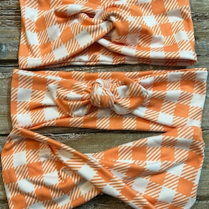 Orange plaid headband