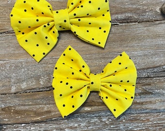 Yellow and black dog bow tie