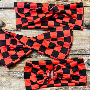 Orange and black checkered headband/headwrap/turban