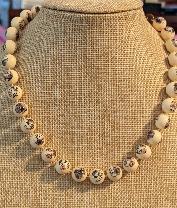 Vintage porcelain Transfer Ware beaded necklace w… - image 4