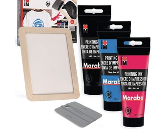 Marabu Screen Printing Kit: Frame, Squeegee & Primary Color Inks
