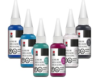Marabu Alcohol Ink Set - Clastic Colors Set - for Epoxy Resin, Tumbler Making, Alcohol Ink Paper, Resin Dye - 20ml Bottles